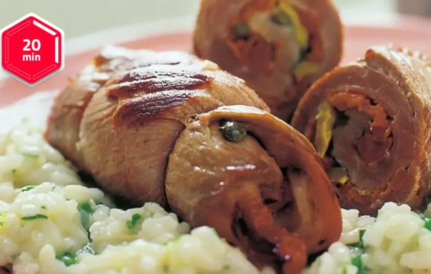 Telečji zvitki z bučkami